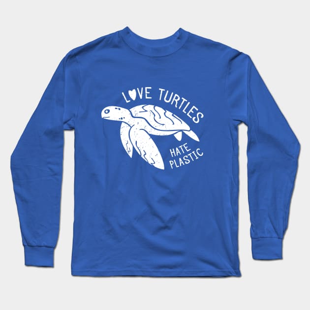 Love Turtles Hate Plastic Long Sleeve T-Shirt by bangtees